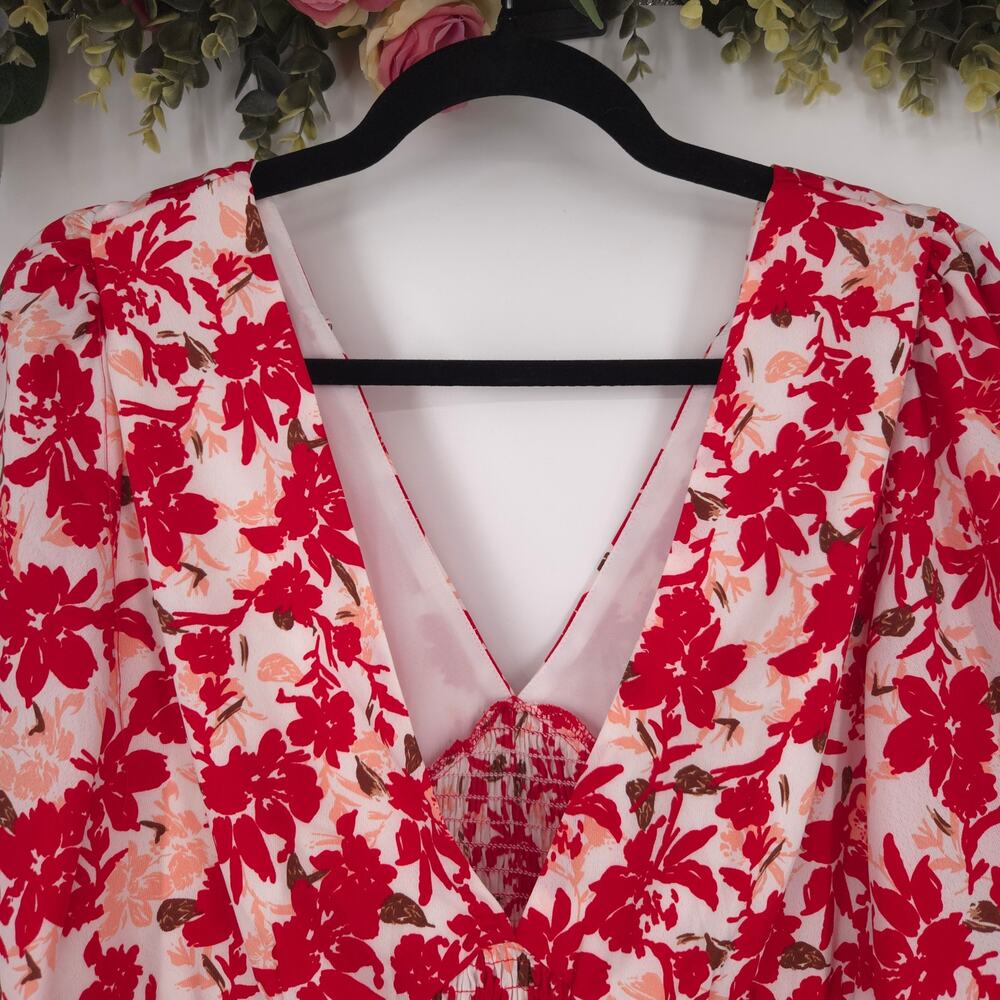 Cupshe Island Sun Floral Print Smocked Ruffled Midi Dress Size Large NWT - Picture 3 of 12